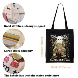 OTGW Cartoon Movie Inspired Tote Bag Wirt and Grey Gift The Beast Lovers Gift Spooky Season See The Unknown Shoulder Bag (CA-SeeUnknownToteBlk)