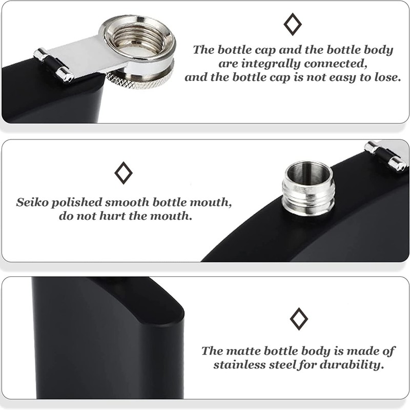 Hip Flask Set, Stainless Steel Flasks with 2 Small Cups