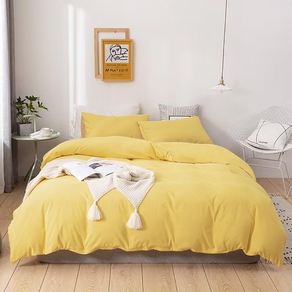 Houseri Yellow Comforter Set Twin Light Yellow Bedding Quilts Women Girls Bright Yellow Comforters Bedding Sets Twin Kids Canary Yellow Comforter Quilts Blanket 3 PCS Twin