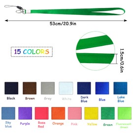 Lanyard Neck Strap 15 Pieces Colourful Lanyards with Removable Belt Buckle for Mobile Phones, Keys, Office ID Card (47 cm, 15 Multicoloured)