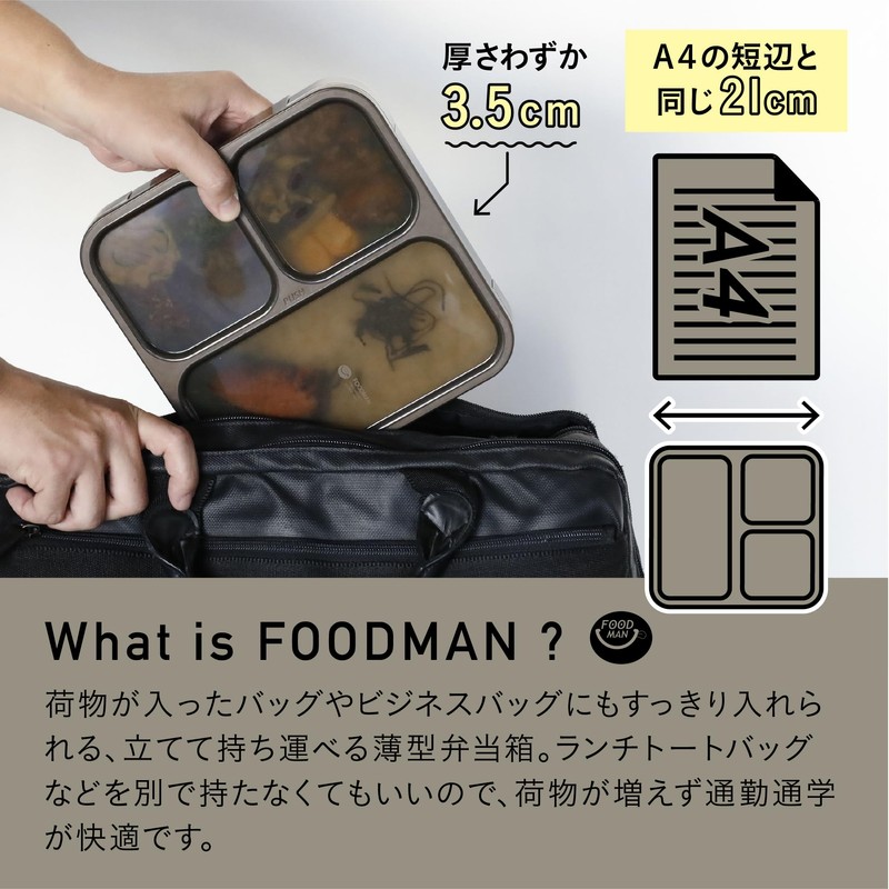 Food Man Lunch Box, Standable, Slim Lunch Box, 27.0 fl