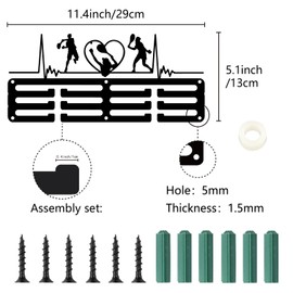 CREATCABIN Tennis Medal Holder Medal Hanger Medal Rack Display Hanging Awards Wall Mounted Room Decor 3 Lines Design Hold 60+ Medals for Tennis Player Race Competition Winner Medalist 11.4x5.1 Inch