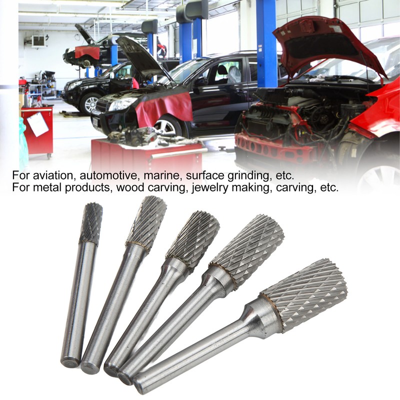 Double Cut Carbide Burrs Rotary Files Set 6mm Shank for