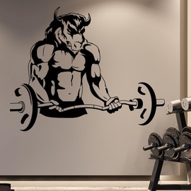 Wall Decal Home Gym Bull Barbell Fitness Modern Interior Decor z5307