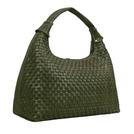 ANTONIO VALERIA Addison Braided Green Leather Tote Bag for Women