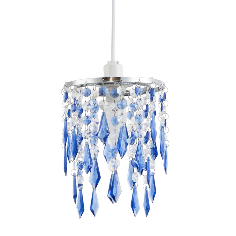Modern Waterfall Design Easy Fit Pendant Shade with Clear/Midnight Blue