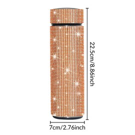 INSTOME 17oz Diamond Insulated Water Bottle – Sparkling Rhinestone Thermos for Women, Stainless Steel Bling Glitter Cup, Hot/Cold Retention, Leakproof & Stylish Daily Companion (gold, 17oz)