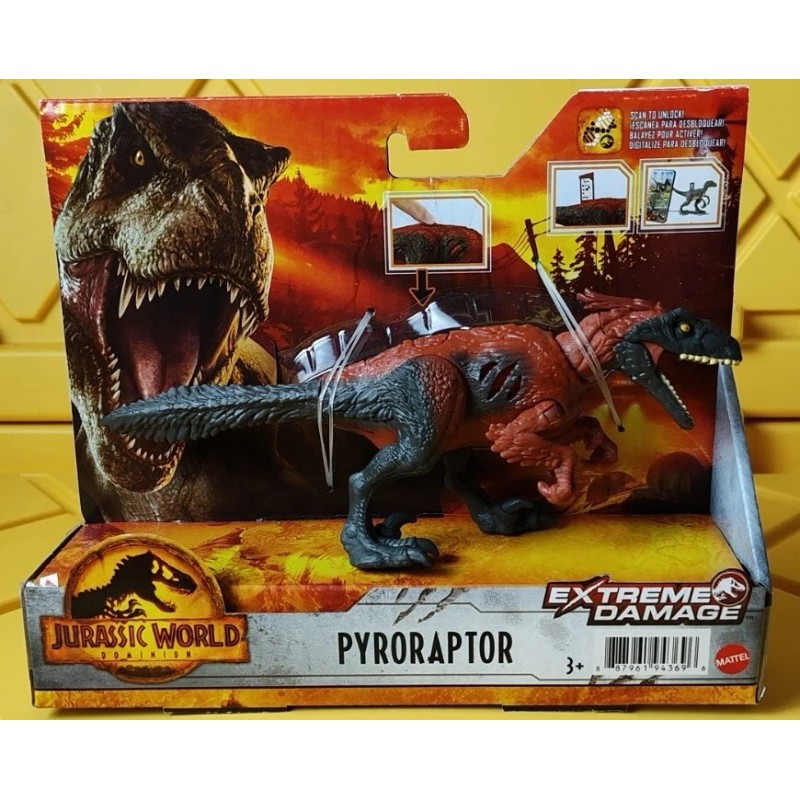Mattel Jurassic World Dominion Extreme Damage PYRORAPTOR Dinosaur Action Figure