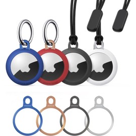 Stouchi AirTag Case, Set of 4, Compatible with 1st and 2nd Generation, Premium Aluminum Alloy x Shockproof TPU, Anti-lost Key Holder, Drop Protection / Scratch Protection (Rose Gold/Blue/Silver/Gray)