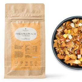 Prime Tea Pineapple-Peach - Exquisite Fruit Tisane, Premium Organic Loose Leaf, Delicious Herbal Tea Mix, Natural & Vegan, Caffeine-Free, Perfect for Hot & Iced Tea Enjoyment - 8 Ounce