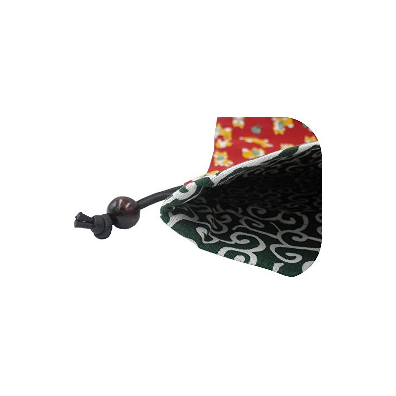 Drawstring Bag, Lined, Japanese Pattern, Shiba Inu Pattern x Arabesque,