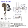 Ceiling Fan Light Switch ZE-109m Metal Pull Chain Switch,Two Wire