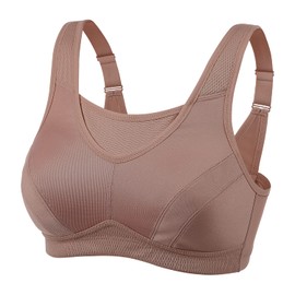 WingsLove Women's Sports Bra High Impact Bounce Adjustable Control Workout Bra Non Padded Wirefree Running Bra(Amber,34B)