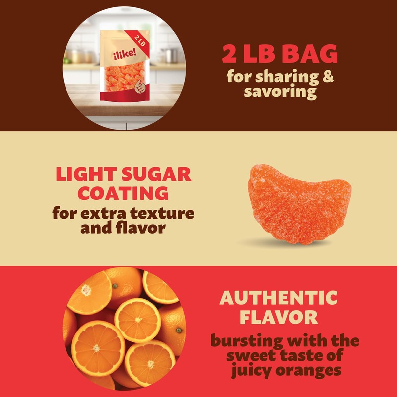 Orange Slices Jelly Candy | 2-Pound Bag | Sugar-Dusted |