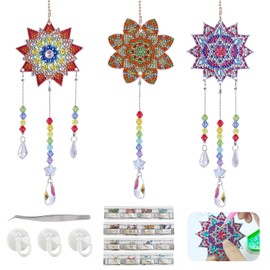 Molirex Diamond Painting Pendant Wind Chime, Gift for Crafts Girls 5 6 7 8 9 10 11 12 Years, Sun Catcher Crystals for Hanging Wind Chime Crafts