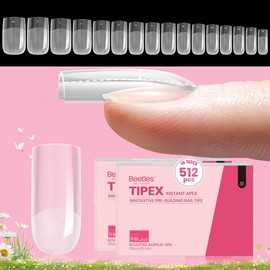 Beetles Tipex Instant Apex Nail Extension Tips Kit Almond/Coffin/Square/Oval/Stiletto/Squaoval Shape Thick Acrylic Nail Flat Nails Manicure Gel press ons Nail Art DIY Nails Art mothersdaygift:_Medium Square 16Sizes 512Pcs(Only Tips)