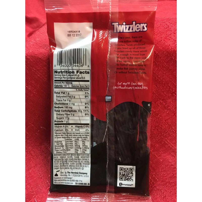 TWIZZLERS 2 Bags Twizzlers Black LICORICE 5 oz Bag Candy