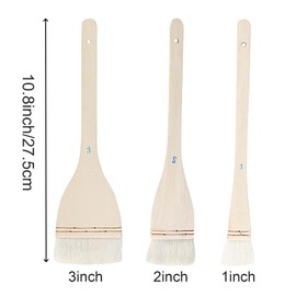 ZEONHEI 6 PCS 3 Size Flat Hake Brushes, Soft Goat Hair Brush and Hake Paint Brush with Solid Wooden Handle, Hake Brush Set for Watercolor Pottery Painting Arts