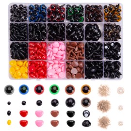 1273 Piezas de Plástico de Para Ojos y Narices de Muñecos, Ojitos de Seguridad Amigurumi, Ojos de Muñeca y Narices, Ojos de Seguridad para Ojos y Narices de Plástico Colorido