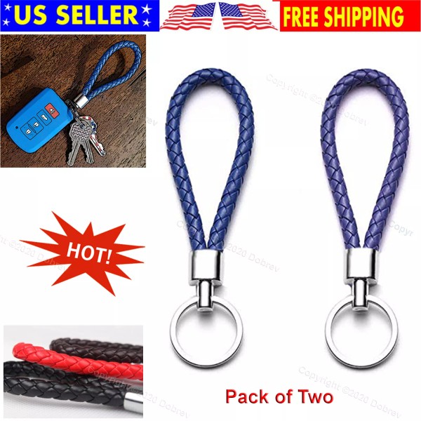 Dobrev Car Leather Chain Ring Strap Rope Car Fob Cord