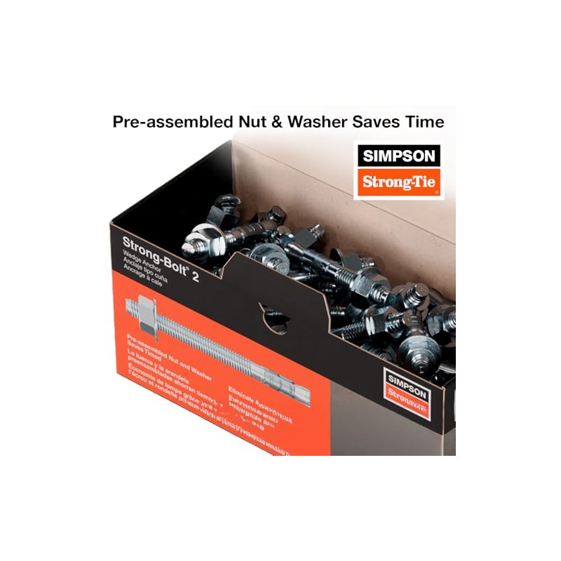 Simpson Strong-Tie STB2-1001000F4-1" x 10" Zinc StrongBolt2 Wedge Anchor, Assembled