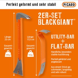 Picard BlackGiant® Twin Set No. 46XY, Length 175 mm, Perfectly Shaped, Extremely Stable, Handy, with Nail Lifter, Crowbar 0004699-111