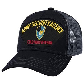 Military Productions Army Security Agency Cold War Veteran Mesh Back Cap Black