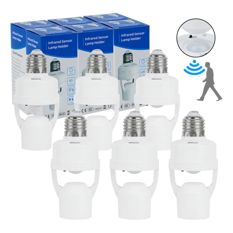 Losaitini® Socket Con Sensore De Movimiento 360°y Luminosidad E27 6pzs