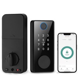Smart Door Lock with Password, IC Card, Key, Fingerprint Intelligent Outdoor Biometric Electronic Lock, Remote Control Smart Lock, Deadbolt, Keyless Entry Front Door Lock, Digital Lock, Tuya App