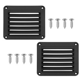 sourcing map Louvered Vent, 2Pcs 5.5"x4.84" - Nylon Boat Marine Square Air Vent, Flush Ventilation Grille with Screws, Louvered Ventilator Grill Cover for Caravan Marine Boat Yacht (Black)