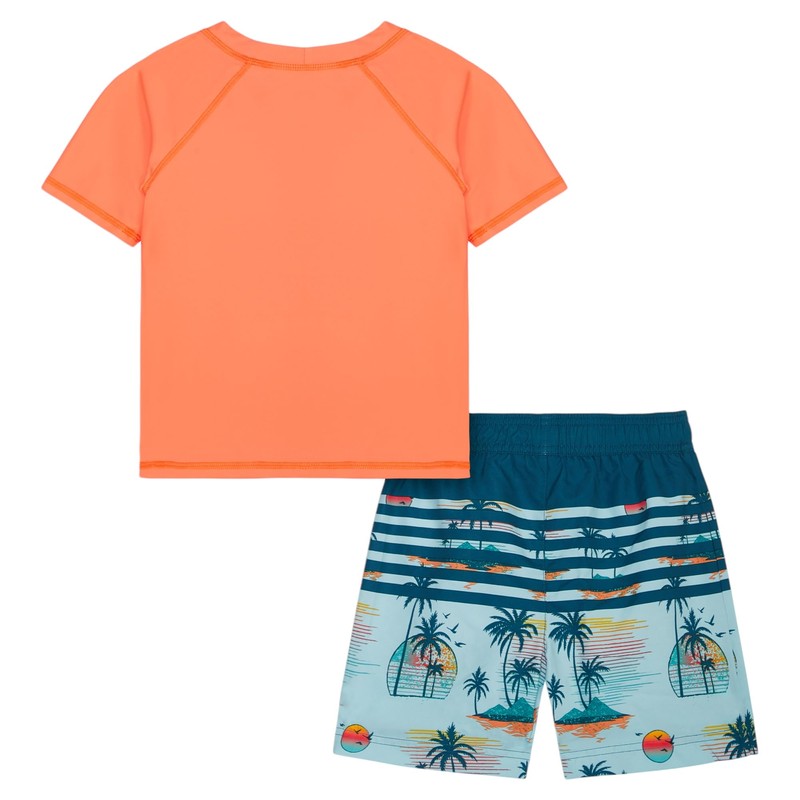 Ocean Pacific Boys' Rashguard and Trunks Swimsuit Set, Tropical, 18