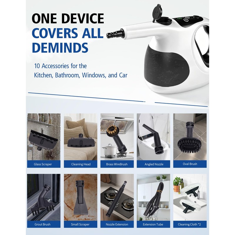 Handheld Steam Cleaner for Home, 3s Fast Heat, Lightweight with