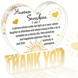 Thank You Gifts for Women，Acrylic Heart Keepsake Thank You Gift，Teacher,Coworkers,Friend,Boss - Ideal Birthday,Christmas & Office Present for Teachers & Friends