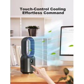 let'me 13 Inch Desk Fan, Bladeless Table Fan, 106° Oscillating Fan Touch Control with 3 Speeds and Night Light, Small Quiet Desk Fan for Personal, Office, Nightstand
