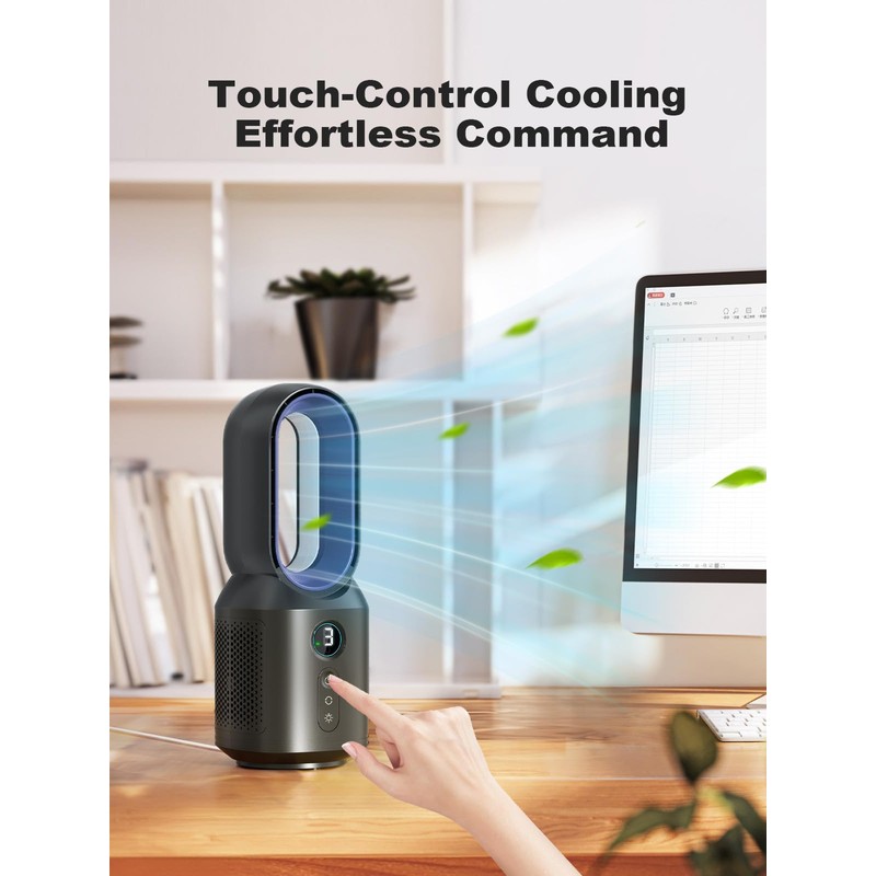 let'me 13 Inch Desk Fan, Bladeless Table Fan, 106° Oscillating