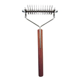 Mars Coat King Double Wide Dematting Undercoat Grooming Rake Stripper Tool for Dogs and Cats, Stainless Steel with Wooden Handle for Thick Coats, 12-Blade Stripper for Groomers, Pet Owners