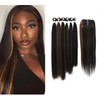 Yaki Straight Synthetic Hair 6 Bundles with Easy Closure Heat