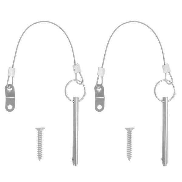 2 Pack Quick Release Pin,DanziX Bimini Top Pin Diameter 1/4"(6.3mm),Total Length 3"(76mm),Effective Length 2.4"(61mm) with Lanyards Full 316 Stainless Steel Marine Hardware,Free Installation Screws