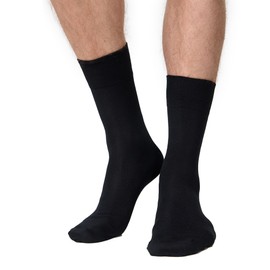 Nur Die Men's Bamboo Thermal Thick Warm Soft Winter Socks Thermal Socks Breathable Socks, black