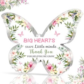 HULALA Teacher Gifts Teacher Gifts For Women Thank You Teacher Gifts Acrylic Butterfly Teacher Plaque Teacher Appreciation Gifts Teacher Leaving Gifts Big Hearts Shape Little Minds Gift