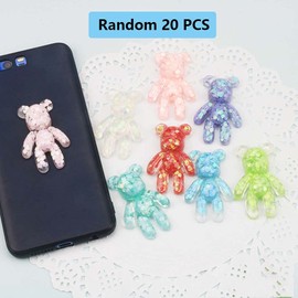 Daimay 20 Pieces 10 Colors Cute Bear Charm Pendants Cartoon Bear Keychain Pendants Resin Gummy Bear Candy Necklace Colorful Bear for Earring Bracelet DIY Jewelry Making - Glitter Gradient 3D