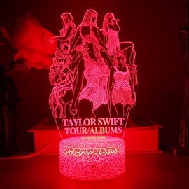 Atimomiao Music Girls Singer 3D Night Light 16 Colors Changing Remote Cracked Base Control Taylor Girly Figure Illusion Led Lamp for Fans/Girls/Boys/Kids/Gifts for Christmas Birthday