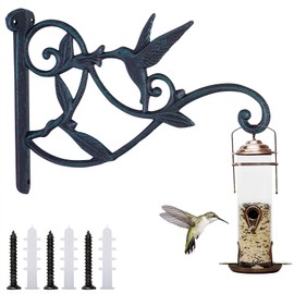 Livfodrm Plant Hangers Outdoor Heavy Duty Hanging Plant Bracket for Wall Indoor Garden Cast Iron Hummingbird Feeder Hooks Decorative Plant Hook 1pc, Greenish