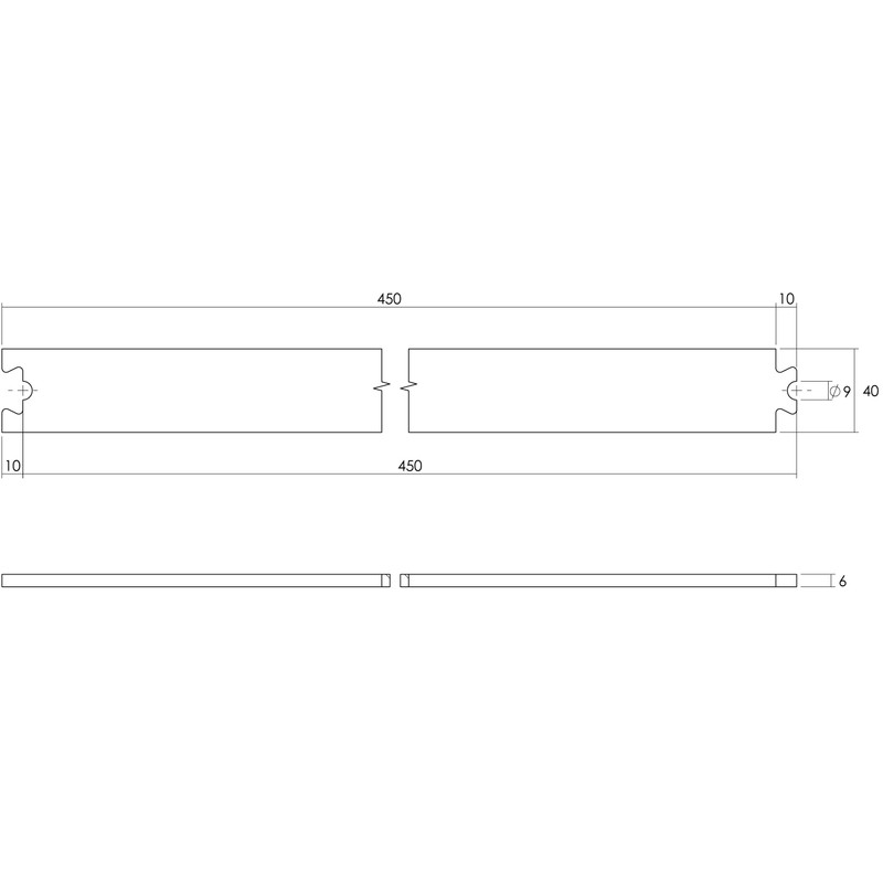 Intersteel Sliding Door System - Intermediate Rail 45 cm Black