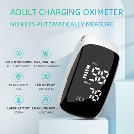 Pulse Oximeter Fingertip, Pulse Oximeter with Rechargeable, Oxygen Meter Finger Pulse Oximeter, Fingertip Blood Oxygen Saturation Monitor Rechargeable, Accurate Fast SpO2 Reading for Sports (White)