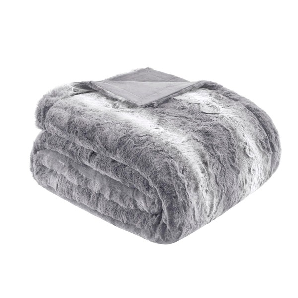 Madison Park Throw Blanket, Soft Faux Fur Blanket Plush Reversible