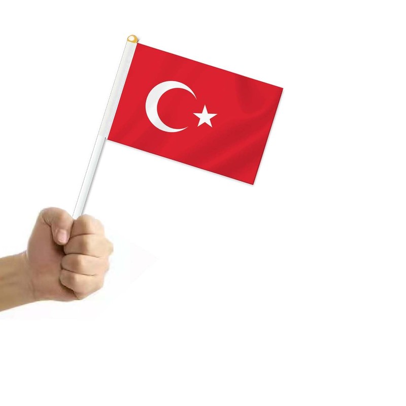 10 PCS Türkiye Handheld Small Flag, Turks Hand held Mini