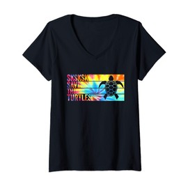 Womens Save The Turtles. Retro 60s vintage Ecology V-Neck T-Shirt