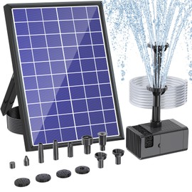 Antfraer Solar Fountain Pump for Bird Bath, 6.5W Solar Fountain with Dry-Run Protection, Solar Water Fountain with Double-Layer Nozzles & 5Ft Tubing for Small Pond Bird Bath Garden DIY Water Feature