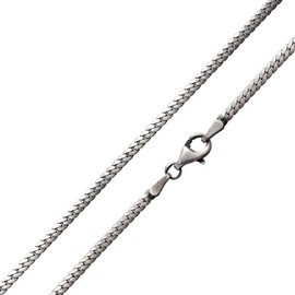Materia 925 Silver Flat Curb Chain for Men Women 2 mm in 40 45 50 55 60 70 cm in Case Antique Blackened, Silver